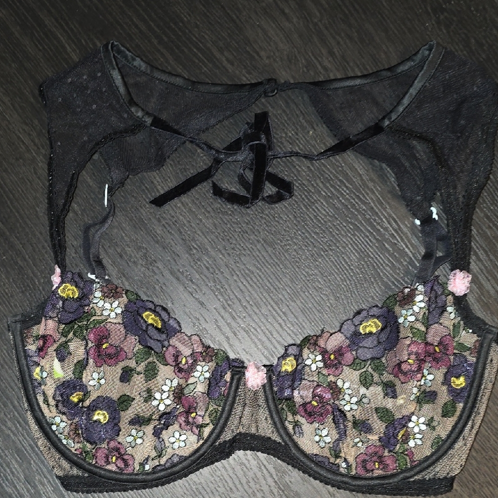 For Love And Lemons Black Floral Lace Bralette